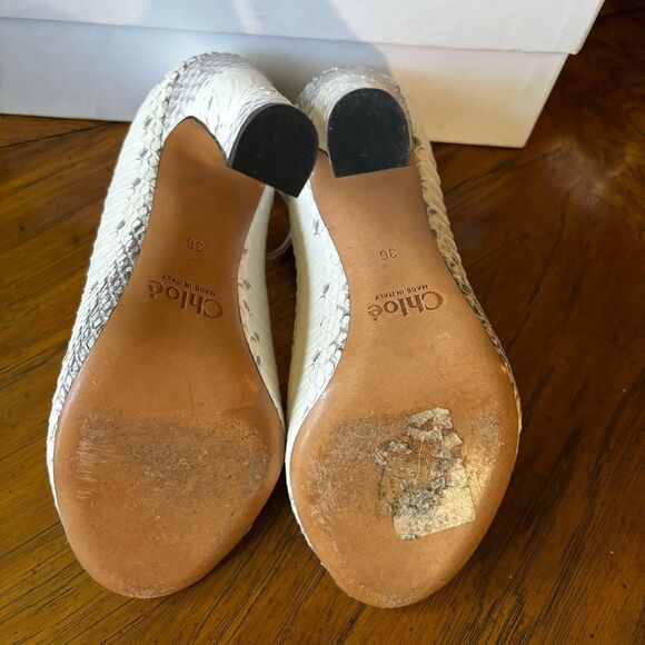 Chloé Ivory Python T-Strap Chunky Heel Shoes, Size 6 – EUC in Original Box - Picture 6 of 14